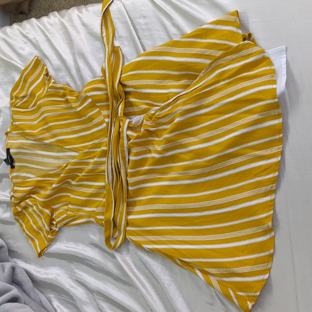 Yellow and white striped dress